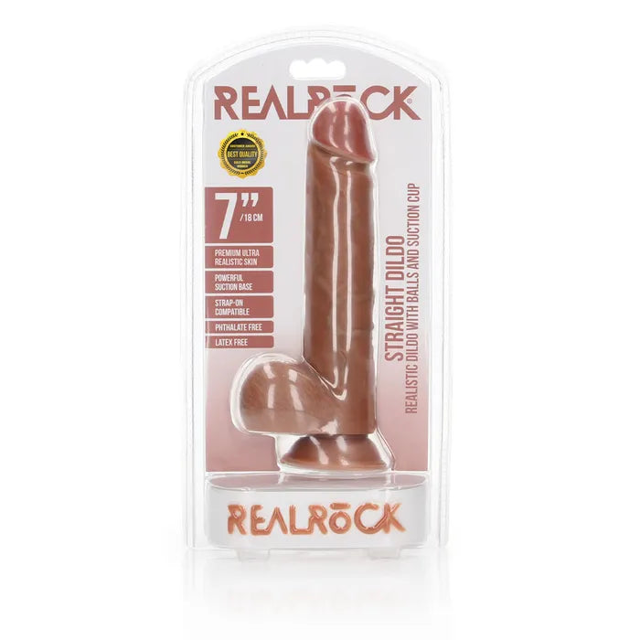 Shots Toys REALROCK Straight Realistic Dildo With Balls 7 Inch Tan Shots Toys