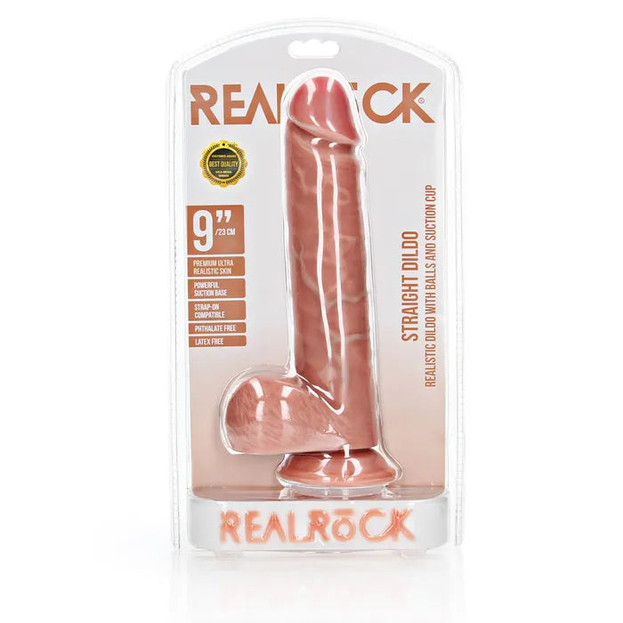 Shots Toys REALROCK Straight Realistic Dildo With Balls 9 Inch Flesh Shots Toys