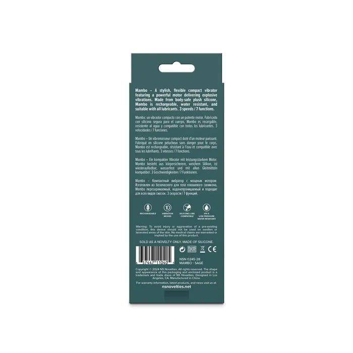 NS Novelties Lust N Dreams Mambo SB Rechargeable Bullet Vibrator Sage Green - Lovva LOVVA NS Novelties Lust N Dreams Mambo SB Rechargeable Bullet Vibrator Sage Green - Lovva LOVVA