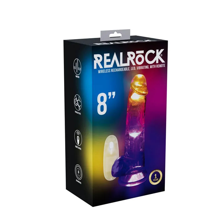 Shots Toys REALROCK 6'' Wireless Rechargeable LED Vibrating Dong With Remote 8 Inch Shots Toys
