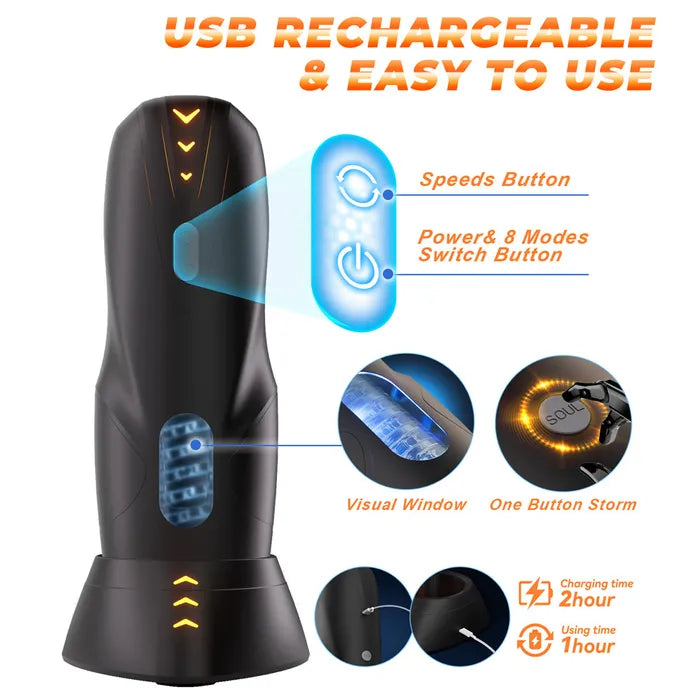 CyberSkin The Galaxy Voy USB Rechargeable Thrusting & Rotating Auto Masturbator With Heater CyberSkin