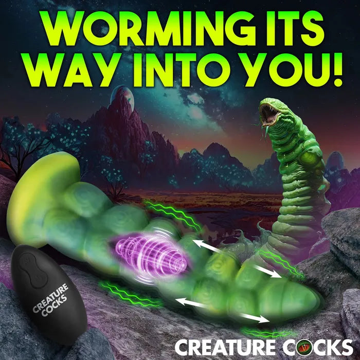 XR Brands Creature Cocks Squirmer USB Rechargeable Thrusting Fantasy Dildo 22.3cm Green XR Brands