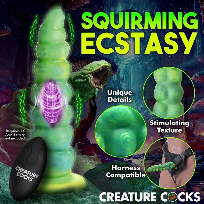 XR Brands Creature Cocks Squirmer USB Rechargeable Thrusting Fantasy Dildo 22.3cm Green XR Brands