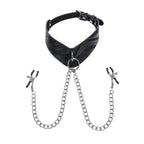 SPORTSHEETS Velvet Noir Collar & Removable Clamps Neck & Nipple Restraints Black Sportsheets