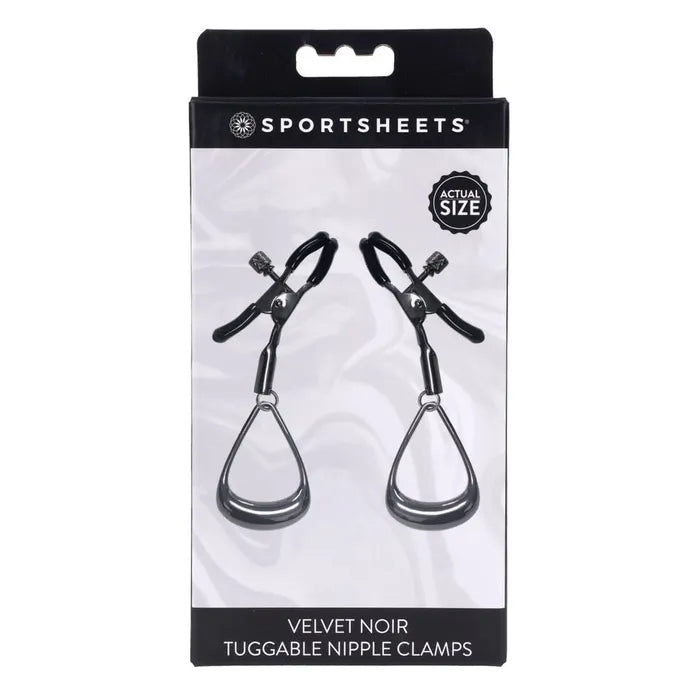 SPORTSHEETS Velvet Noir Tuggable Nipple Clamps Adjustable Nipple Restraints Sportsheets