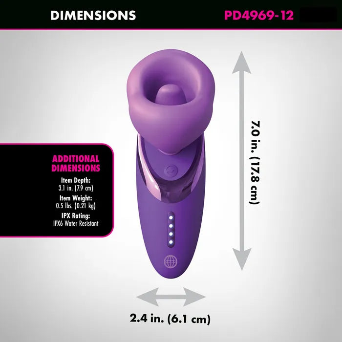 Pipedream Fantasy For Her Pleasure Sucker USB Rechargeable Sucking Licking & Vibrating Stimulator Pipedream