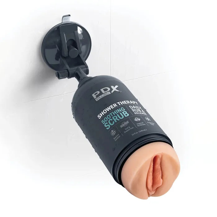 Pipedream PDX Plus Shower Therapy Soothing Scrub Discreet Vagina Stroker With Suction Base Pipedream