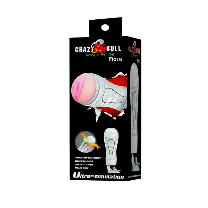 CRAZY BULL Flora Squeezable Vagina Stroker With Suction Base Flesh Crazy Bull