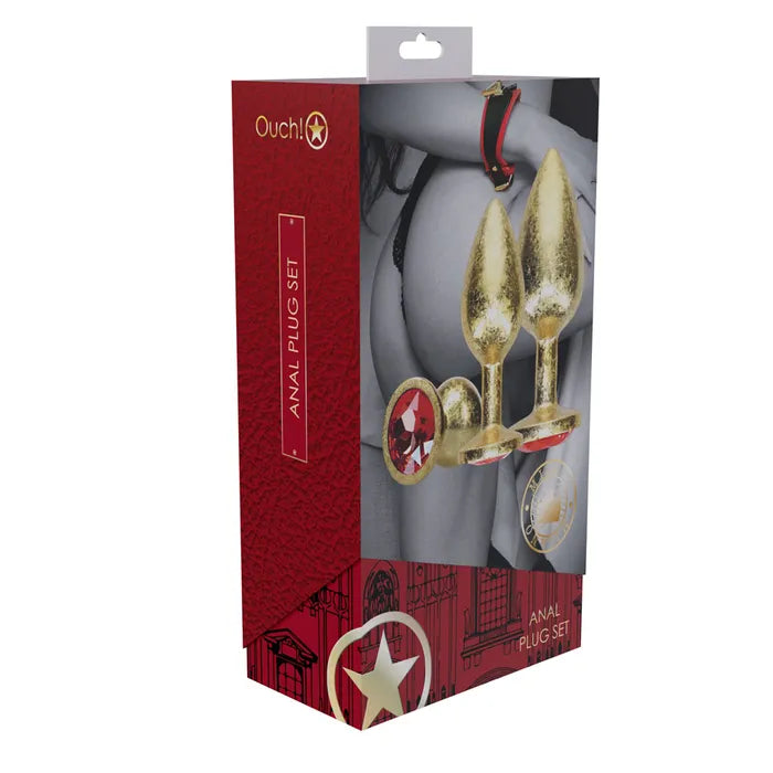 Shots Toys OUCH! Milan Collection Metal Anal Plug Set With Gem Bases Set Of 3 Sizes Shots Toys