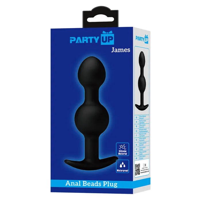 Party Up JAMES Beaded Butt Plug 10.4cm Black Party Up