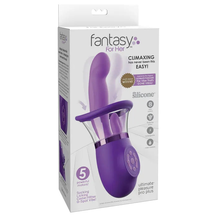 Pipedream Fantasy For Her Ultimate Pleasure Pro Plus USB Rechargeable Sucking Licking & Flicking Vibrator Pipedream