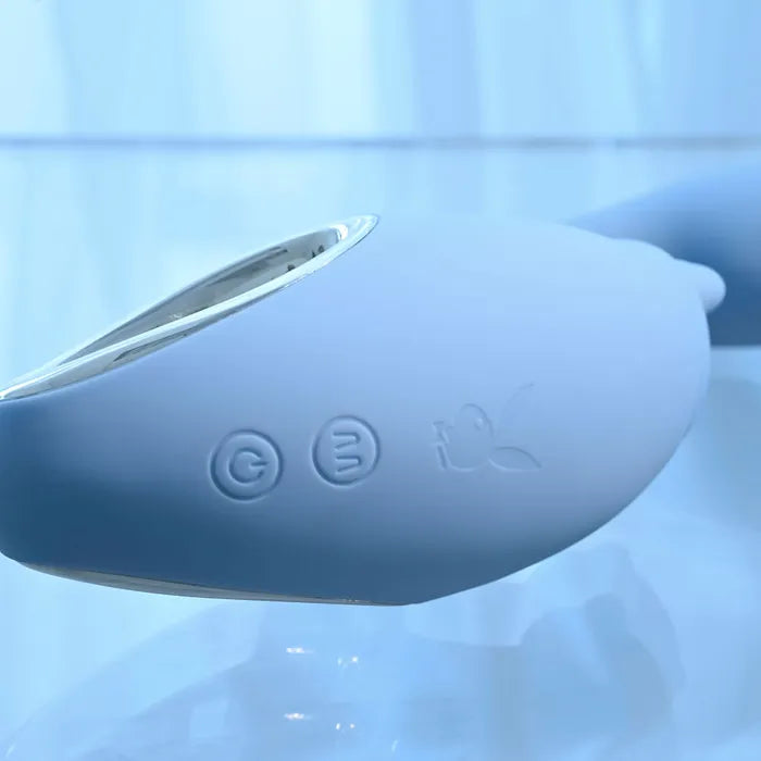 Playboy Pleasure SAPPHIRE SKY USB Rechargeable Vibrator With Double Tongue Stimulator Playboy Pleasure