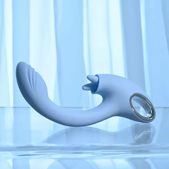 Playboy Pleasure SAPPHIRE SKY USB Rechargeable Vibrator With Double Tongue Stimulator Playboy Pleasure