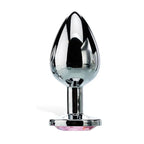 Adam & Eve Silver Medium Metal Butt Plug With Pink Gem 8.2cm Adam & Eve