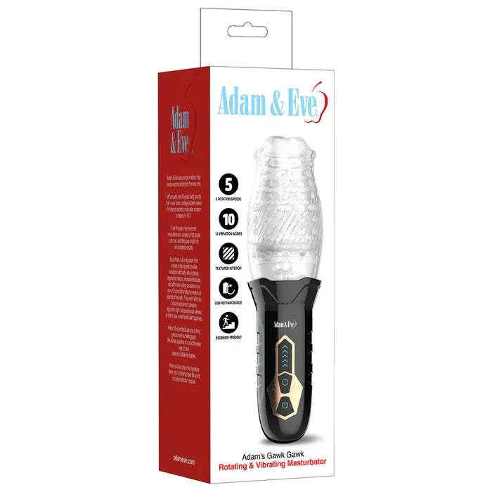Adam & Eve Adam's Gawk Gawk USB Rechargeable Rotating Masturbator Clear Adam & Eve