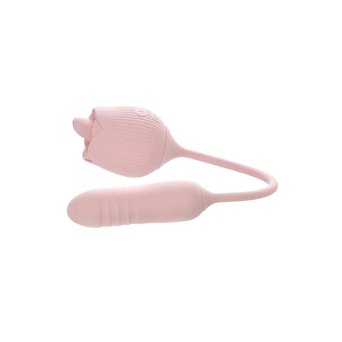 Adam & Eve THRUST & TICKLE USB Rechargeable Flickering Rose Vibrator With Thrusting Bullet Adam & Eve