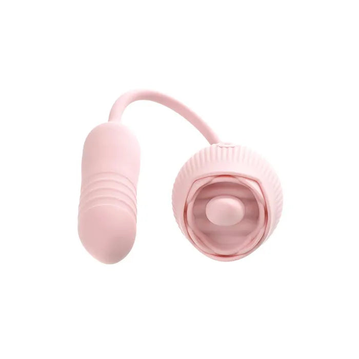 Adam & Eve THRUST & TICKLE USB Rechargeable Flickering Rose Vibrator With Thrusting Bullet Adam & Eve