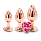 Adam & Eve ROSE GOLD HEART GEM ANAL TRAINING SET Metal Anal Plugs With Pink Gem Bases Set Of 3 Sizes Adam & Eve