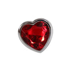 Adam & Eve Medium Metallic 8.25 cm Butt Plug with Red Heart Gem Base 8.25cm Adam & Eve