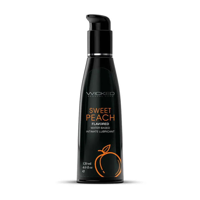 Wicked Aqua Sweet Peach Flavoured Water Based Lubricant 2 Oz Bottle Wicked