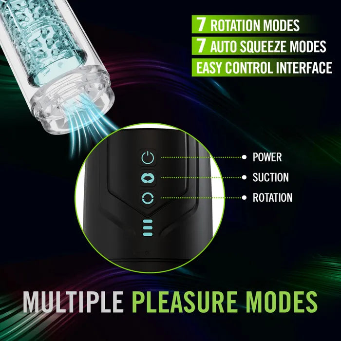 Blush Novelties M For Men Whirlwind Pro USB Rechargeable Rotating & Sucking Auto Stroker Blush Novelties