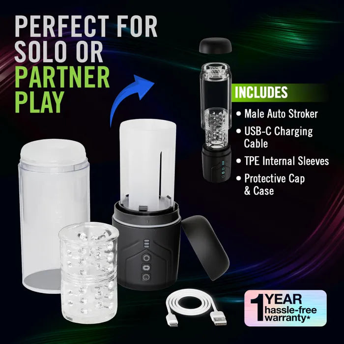 Blush Novelties M For Men Whirlwind Pro USB Rechargeable Rotating & Sucking Auto Stroker Blush Novelties