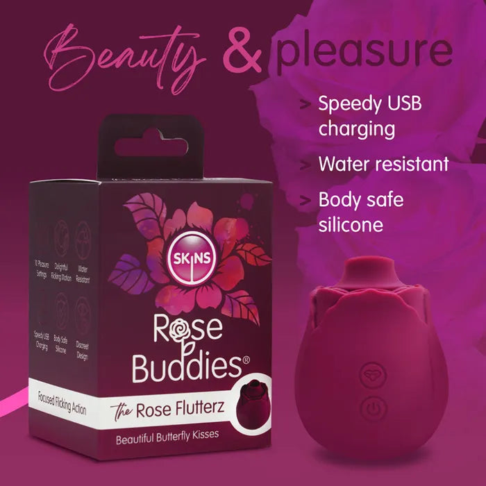 Creative Conceptions Skins Rose Buddies The Rose Flutterz USB Rechargeable Flicking Rose Stimulator Creative Conceptions