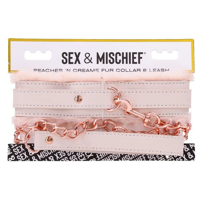 Sportsheets Sex & Mischief Peaches N CreaMe Fur Collar & Leash Restraint Sportsheets