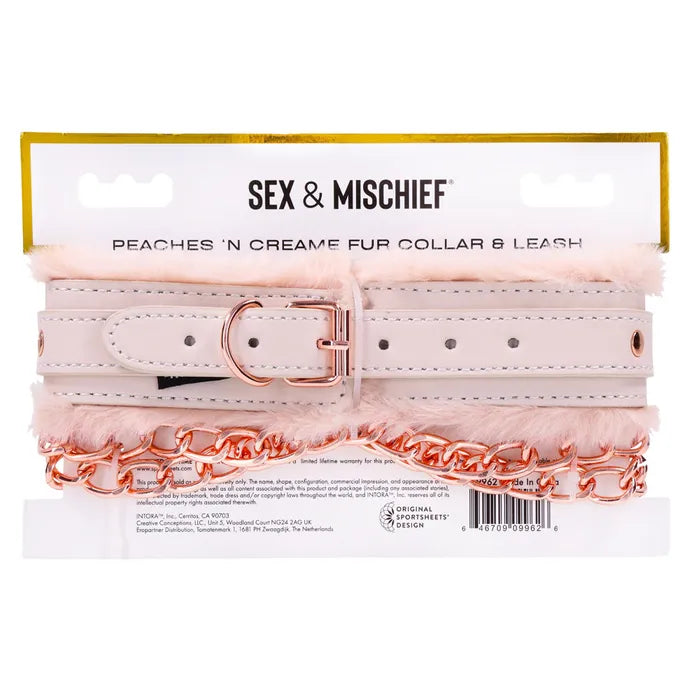 Sportsheets Sex & Mischief Peaches N CreaMe Fur Collar & Leash Restraint Sportsheets