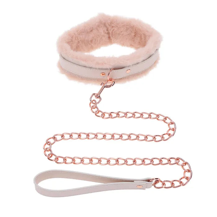 Sportsheets Sex & Mischief Peaches N CreaMe Fur Collar & Leash Restraint Sportsheets