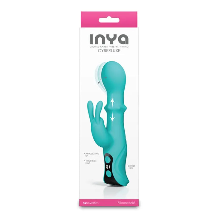 NS Novelties INYA Cyberluxe USB Rechargeable Rabbit Vibrator With Sliding Ring Shaft 18cm NS Novelties