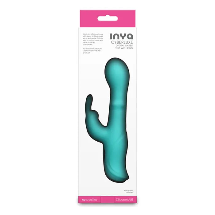 NS Novelties INYA Cyberluxe USB Rechargeable Rabbit Vibrator With Sliding Ring Shaft 18cm NS Novelties