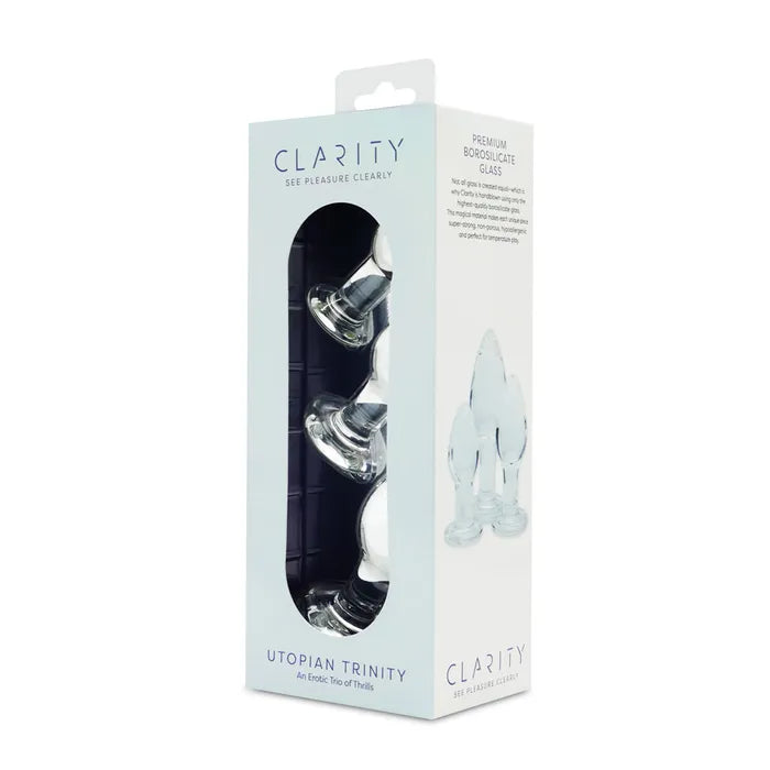 Creative Conceptions Clarity Utopian Trinity Glass Butt Plugs Set Of 3 Sizes Creative Conceptions
