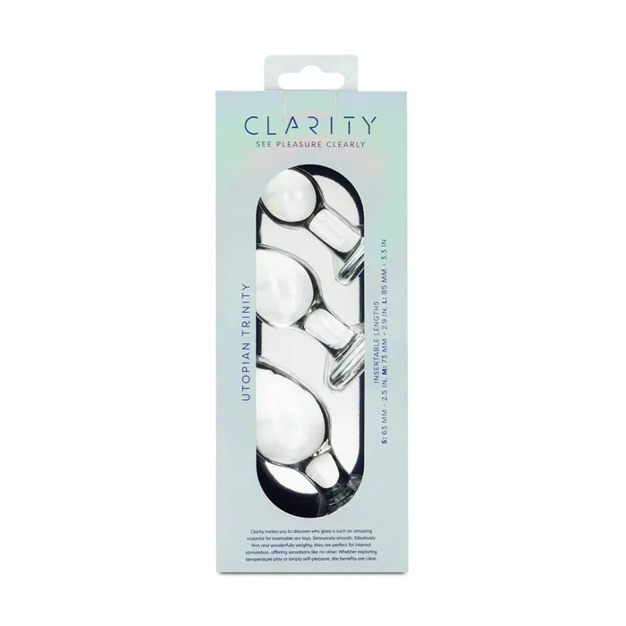 Creative Conceptions Clarity Utopian Trinity Glass Butt Plugs Set Of 3 Sizes Creative Conceptions