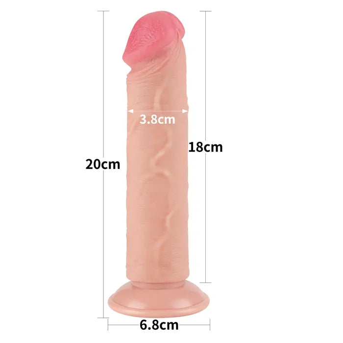 Lovetoy Sliding Skin Dual Layer Dong With Flexible Skin 8 Inch Flesh Lovetoy