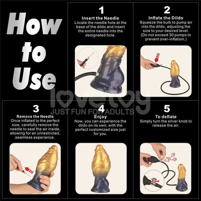 Lovetoy Aerosx Dual Density Inflatable Inflatable Fantasy Dildo Gold / Blue Lovetoy