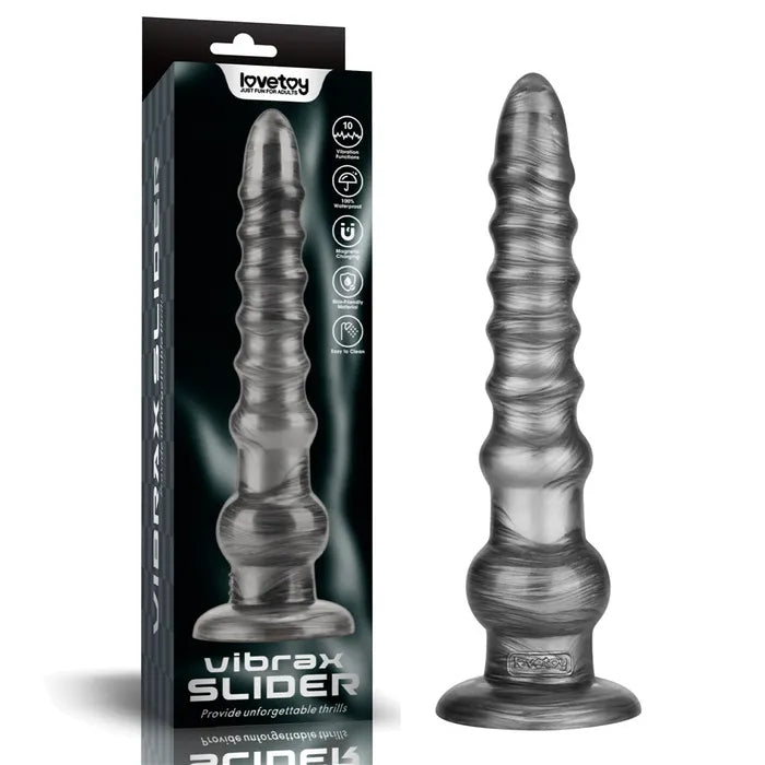 Lovetoy King Sized Vibrating Vibrax Slider USB Rechargeable Vibrating Dildo Grey Lovetoy