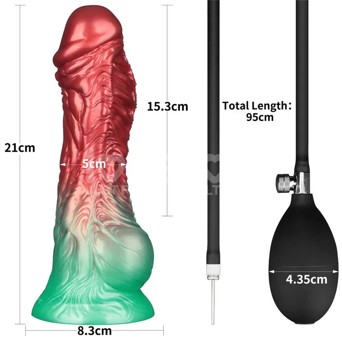 Lovetoy Aerosx Dual Density Inflatable Inflatable Fantasy Dildo 8 Inch Red / Green Lovetoy