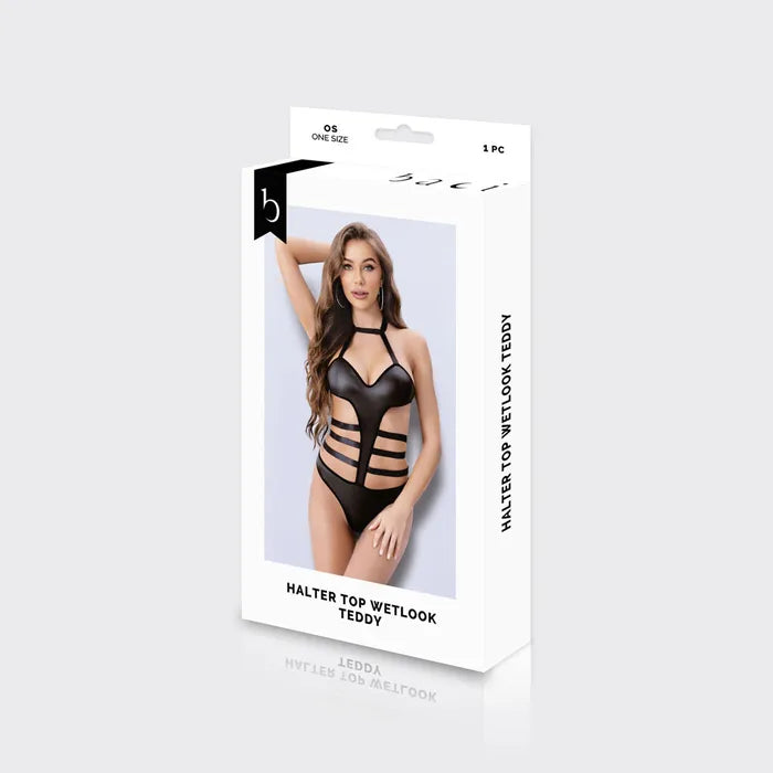XGEN Products BACI WL Halter Top Wetlook Teddy Black One Size XGEN Products