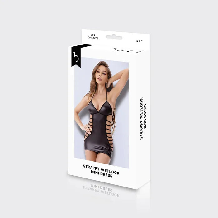 XGEN Products BACI WL Strappy Wetlook Mini Dress Black One Size XGEN Products
