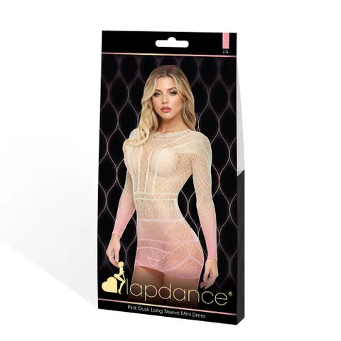 XGEN Products LAPDANCE Pink Dusk Long Sleeve Mini Dress Cream / Pink One Size XGEN Products