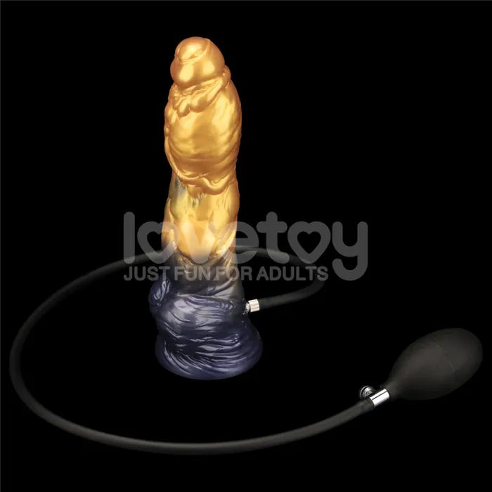 Lovetoy Aerosx Dual Density Inflatable Inflatable Fantasy Dildo 10 Inch Gold / Blue Lovetoy