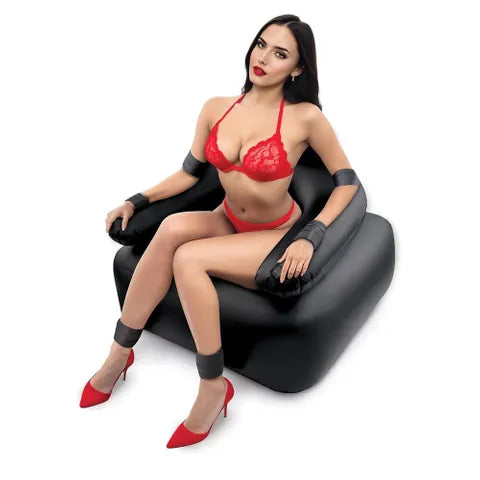 Whipsmart Inflatable Bondage Chair Inflatable Chair With 6 Inch Vibrating Dong Black WhipSmart