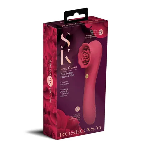 Xgen Products Secret Kisses ROSEGASM ROSE QUAKE USB Rechargeable Dual Ended Tapping Vibrator Red Xgen Products