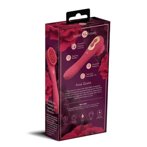 Xgen Products Secret Kisses ROSEGASM ROSE QUAKE USB Rechargeable Dual Ended Tapping Vibrator Red Xgen Products