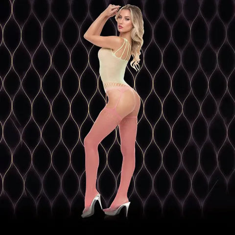 XGEN Products LAPDANCE Pink Mirage Suspender Bodystocking Cream / Pink One Size XGEN Products
