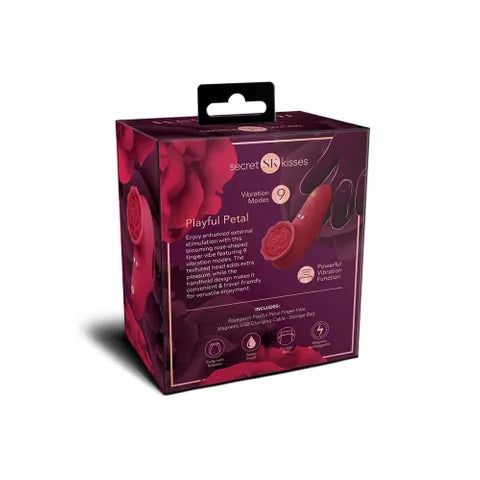 Xgen Products Secret Kisses ROSEGASM PLAYFUL PETAL USB Rechargeable Finger Stimulator Red Xgen Products