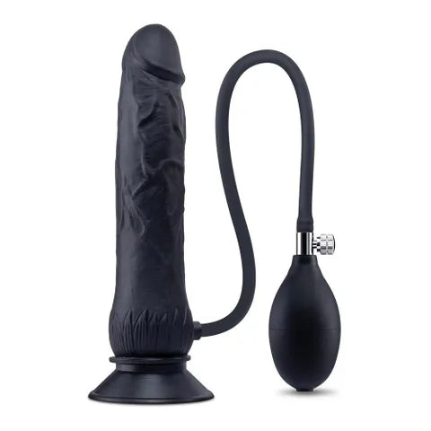XGEN Products Size Up Inflatable Dildo With Balls 7.5 Inch Black XGEN Products