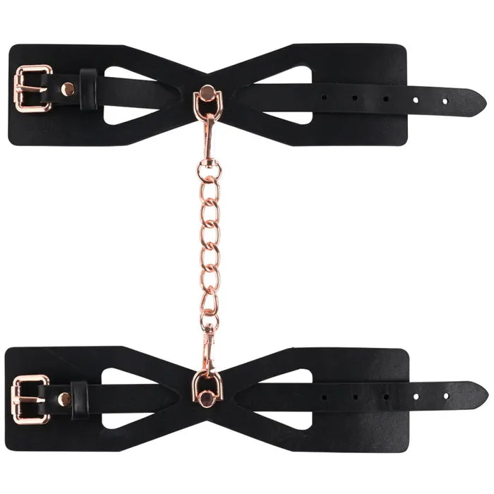 Sportsheets Sex & Mischief Brat Handcuffs Gold Restraints Black / Rose Sportsheets