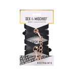 Sportsheets Sex & Mischief Brat Handcuffs Gold Restraints Black / Rose Sportsheets
